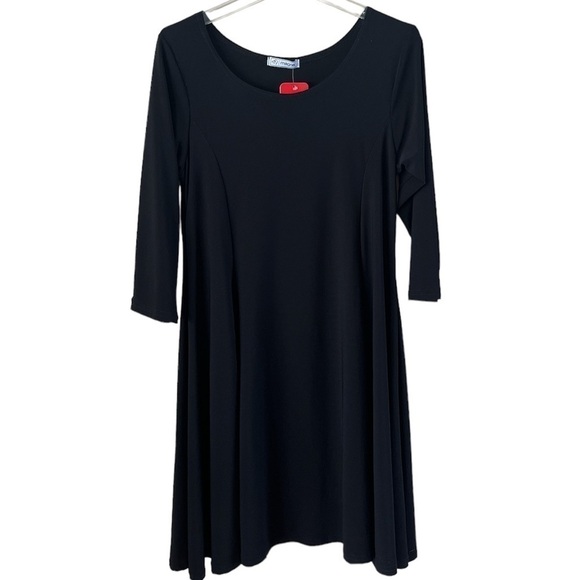 NWT Magna Fit and Flare Black Dress Size 14/16 Knit Fabric - Picture 1 of 12